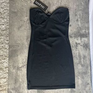 Black Mini Strapless Bodycon Dress - BOOHOO (S)